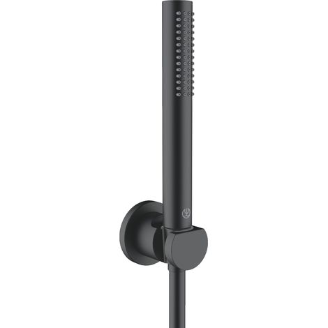 Kludi Nova Fonte - Juego de cabezal de ducha, soporte y manguera, negro mate 2085039-15 (1/3)