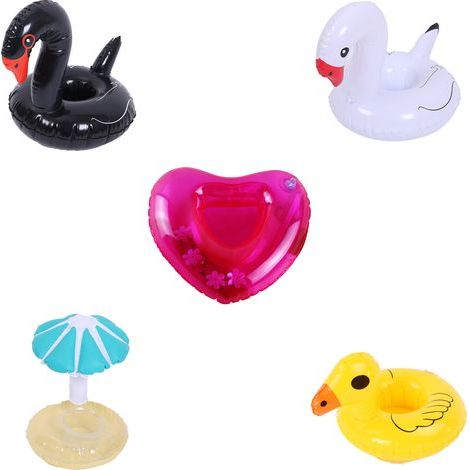 Aufblasbarer Getränkehalter – Für Pool und Outdoor-Aktivitäten – 12 cm Durchmesser – Aus PVC – 5er-Pack (1/5)