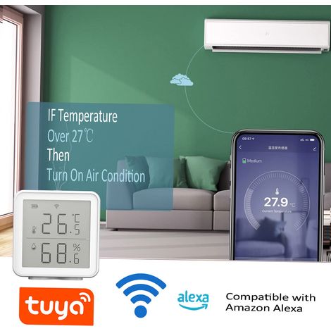 Sensore di umidità e temperatura intelligente WiFi Termometro igrometro interno compatibile con Alexa Super Long Range 230 piedi (1/4)
