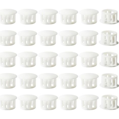 Embouts d'insertion - Embouts de fixation ronds verrouillables - Pour tubes de poteaux de clôture de meubles - 15 mm, 30 unités - Blanc (1/5)