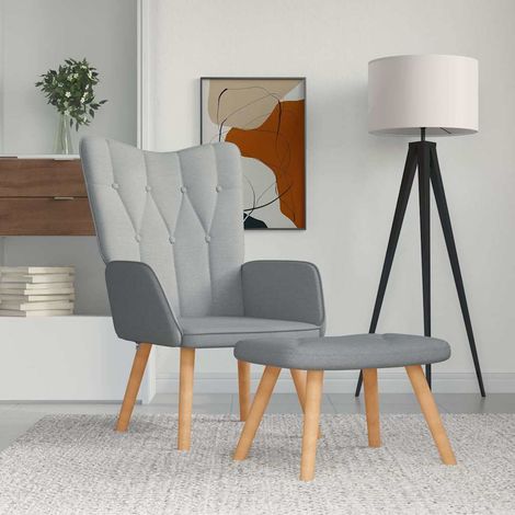 vidaXL Sillón relax con taburete tela gris claro (1/5)