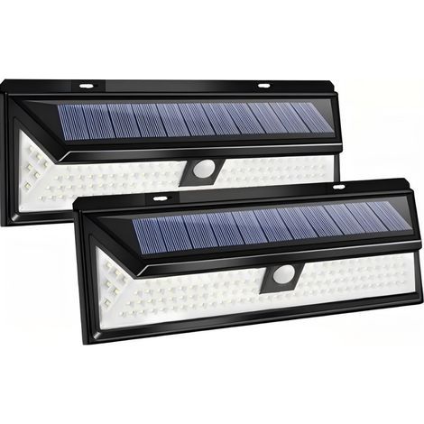 2pcs Lampe Solaire Applique Murale 118LED Avec Detecteur IP65 Étanche pr Jardin Éclairage Extérieure Mouvement Capteur Imperméable