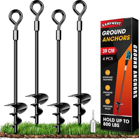 Lot de 4 piquets d'ancrage, kit d'ancrage pour tentes de Trampoline Convient à tous les types de sol (1/5)