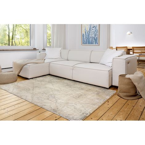ASTRA Tapis «Lou» Losanges gris crème 200 x 280cm tapis à poils courts doux (1/5)