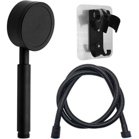 UlisemPommeau de Douche avec Tuyau et Douchette à Main 80 mm de Diamètre avec Tuyau de Douche de 1,5 m en acier Inoxydable économe en Eau et Douchette Haute Pression Noir