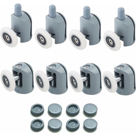 Rodillos para mampara de ducha, 8 piezas, 23 mm, para cabina de ducha, 4 superiores y 4 inferiores. (1/5)