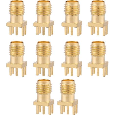 10 Stück Messing-SMA-Buchsen mit Sockel, Leiterplattenmontage, 50 Ohm HF-Steckverbinder (1/4)