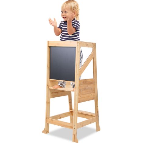 Randaco Torre di apprendimento in legno, Torre di osservazione per bambini,
Sgabello Baby Step con lavagna - (1/5)