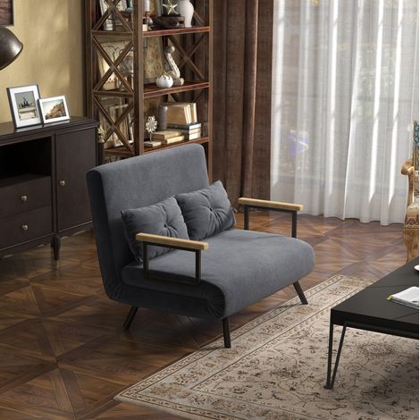 Fauteuil convertible dossier reglable gris fonce OKMYHOME (1/5)