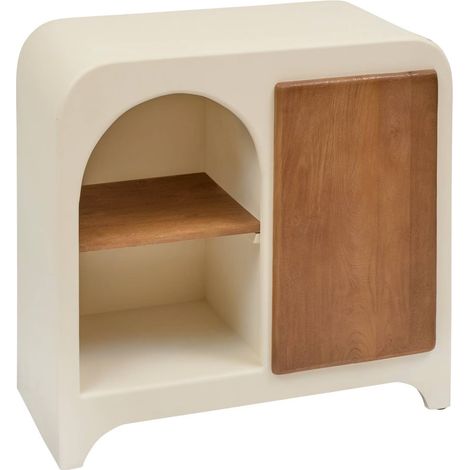 Buffet bas 1 porte et 4 niches en bois de manguier - Longueur 91 x Profondeur 43,5 x Hauteur 85 cm