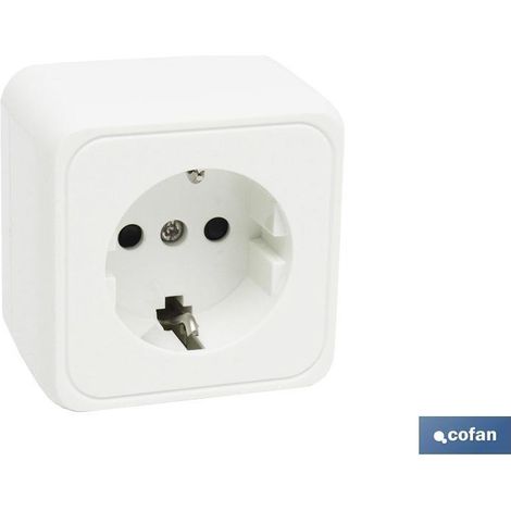 COFAN base cuadrada superficie +t.t.(16a-250v) , Base cuadrada de mecanismo de superficie, con toma de tierra. Color: blanco. Material: policarbonato. 16 A - 250 V (1/3)