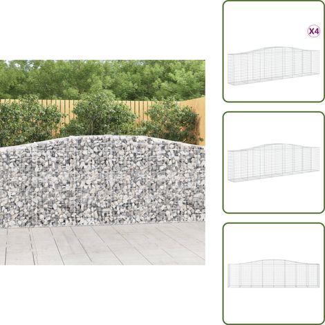 Paniers à gabions arqués 4 pcs 400x50x100/120 cm Fer galvanisé - Panier Gabion - Mur Gabion - Clôture Gabion - Décoration Jardin - Barrieres Jardin (1/5)