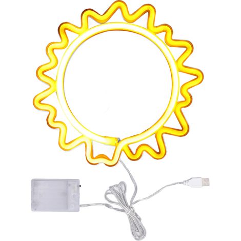 Insegna al neon a forma di sole e girasole, a LED ricaricabile tramite USB, decorazione da parete.