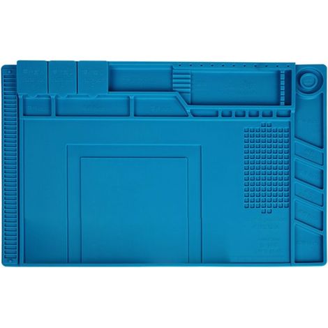 Tapis de protection magnétique en silicone bleu foncé, antidérapant et isolant thermique pour établi, coussin d'adsorption anti-corrosion pour pièces de travail. (1/5)