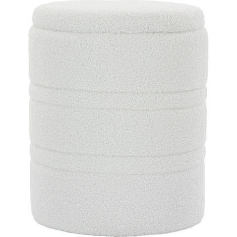 Pouf de rangement Emvik sherpa réversible salon chambre blanc (1/5)