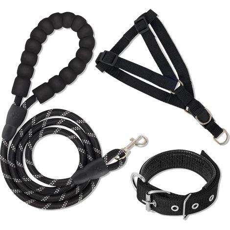 Laisse pour Chien 3 Pièces avec Poignée Rembourrée, Corde à Fils Réfléchissants pour Course à Pied, Jogging et Randonnée (1/5)