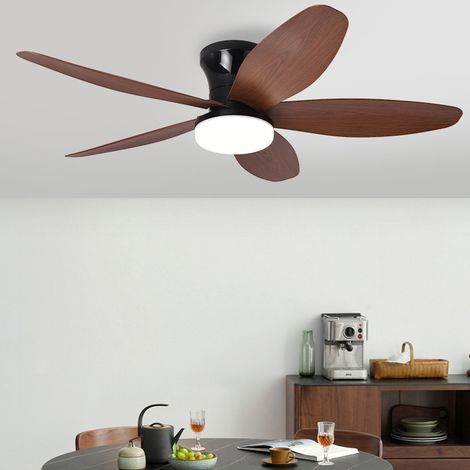 Ventilateur de plafond 88 cm avec éclairage et télécommande, ventilateur de plafond moderne à LED à intensité variable, 6 vitesses, minuterie, 5 pales