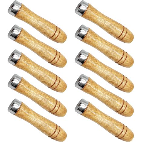 Manche Bois pour Lime，10 Pièces Limes à main en bois Poignée pour lime Manche de lime avec Collier en métal，pour Outil de Coupe de Fichier Manuel (1/5)