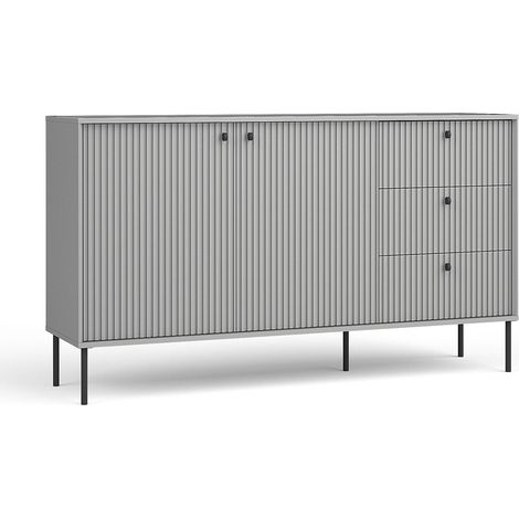 AX LIVING Kommode Modern Irelis 156 cm Grau Schwarz Griffe