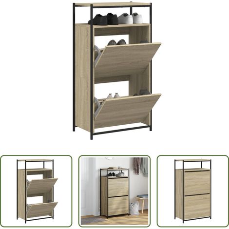vidaXL Schuhschrank Holzwerkstoff - Schuhschrank Sonoma-Eiche 60x34x112 cm Holzwerkstoff (1/5)