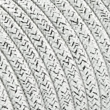Fil Électrique Tissu Blanc Neige Brillant 2x0,75mm² - Câble Électrique Textile de Qualité