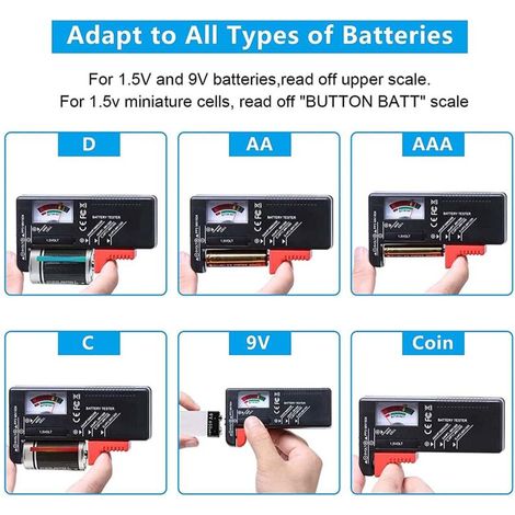 Testeur de Piles Universel,Testeur de Piles numérique,pour AA AAA C D 9V Batteries à clé à clé 1.5Vcontrôleur de tension de batterie (1/3)