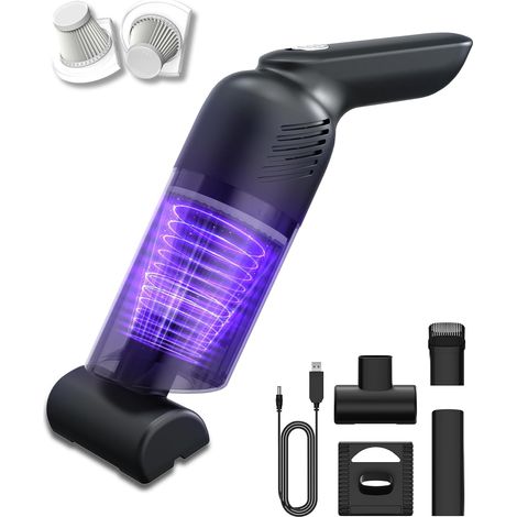 Aspirateur à Main Rechargeable,12000 Pa Aspirateur Voiture Puissant sans Fil à Air avec 2 Filtres, pour la Voiture, la Maison, Les Poils d'animaux, Le Bureau, Les claviers (1/5)