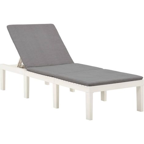 vidaXL Chaise longue avec coussin Plastique Blanc (1/5)