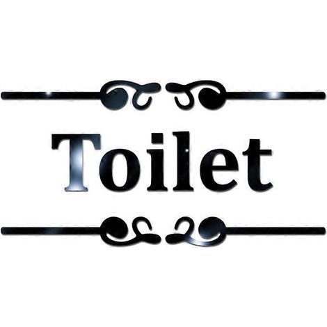 Sticker mural miroir avec panneau anglais pour toilettes, autocollant mural créatif en acrylique pour la décoration des toilettes et de la salle de bain (noir)-Black (1/2)
