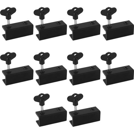 Lot de 10 verrous de sécurité pour fenêtres coulissantes à 2 trous, avec protection anti-rayures et clé. (1/5)