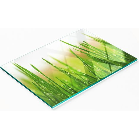 Planche à découper et à servir décorative en verre, motif gazon, 80 x 52 cm (1/5)