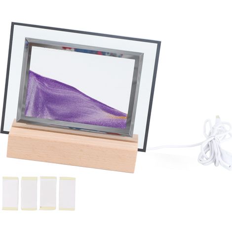 Lampe de chevet carrée 3D dynamique en sable, motif peinture sur sable, LED, décoration relaxante pour la maison ou le bureau, alimentation USB (1/5)