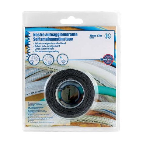 NASTRO AUTOAGGLOMERANTE EUROCEL - NERO MM 25 ML 3,0 SP MM 0,75- 6 pezzi