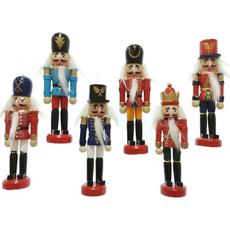 Soldatino decorazioni addobbi per albero di natale soldato schiaccianoci legno set da 6 rifiniti anche da collezione (1/5)