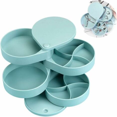 BUNTHAUS Boîte à Bijoux, Coffret à Bijoux de Voyage, Boîte à Bijoux Femme, Organisateur de Bijoux Portable, Rotation Petite Coffret Bijoux de Rangement, pour Colliers, Bagues, Bracelets (1/5)