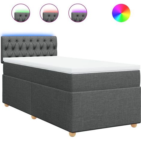 Cadre de lit en tissu, matelas inclus, gris foncé, 80 x 200 cm (1/5)