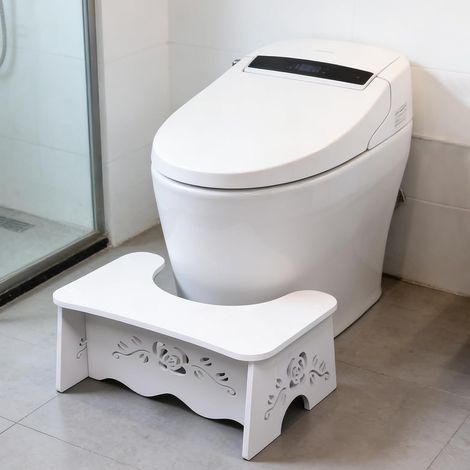 Tabouret de toilette en bois naturel JeiibrZui - Design ergonomique - Hauteur 17 cm - 1 pièce - Couleur claire - Surface antidérapante pour une stabilité et une posture confortable dans la salle de ba