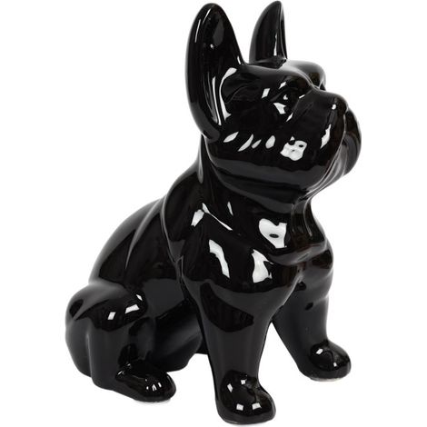 Statuette Déco en Céramique "Bulldog" 30cm Noir (1/5)