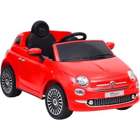 Véhicule électrique - Fiat 500 Rouge - 4 roues - Télécommande - Feux LED