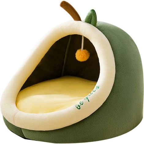 Lit-niche pour chat en forme d'avocat, avec coussin moelleux et fond antidérapant. (1/4)