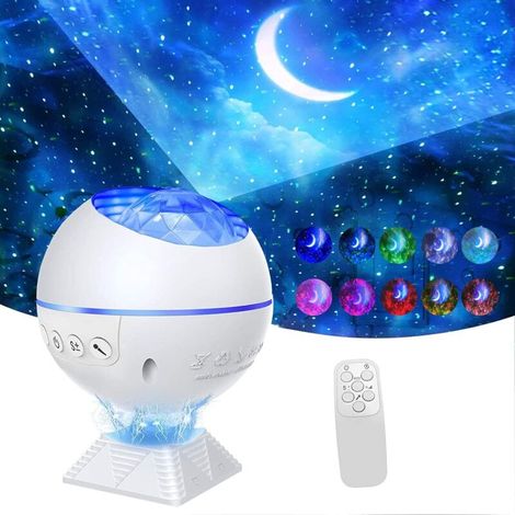 LED Starry Sky Projector Lamp Night Light Projecteur Galaxy aveCôtélécommande et capteur de son, Rotation à 360 °, Night Sky Light Projector, Ocean Waves Sky Night Light pour chambre, fête, voiture (B (1/5)