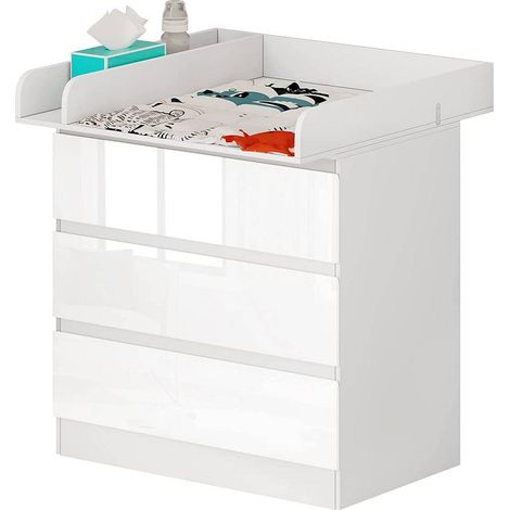 WOLTU Wickelkommode mit Wickelaufsatz, Kommode mit 3 Schubladen, Wickeltisch mit Kippschutz (1/5)