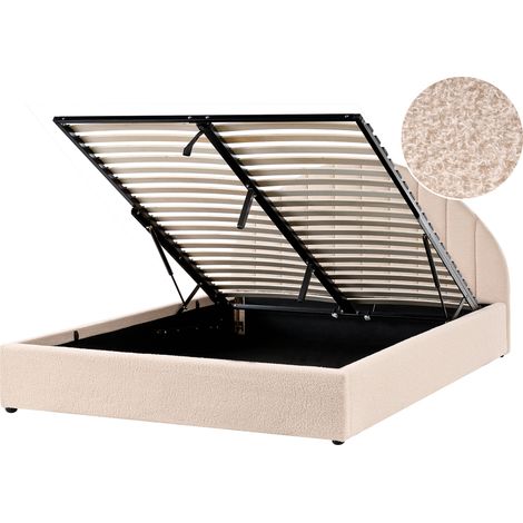 Cama con almacenaje minimalista moderna de bouclé beige claro 140 x 200 cm Chadenet (1/5)