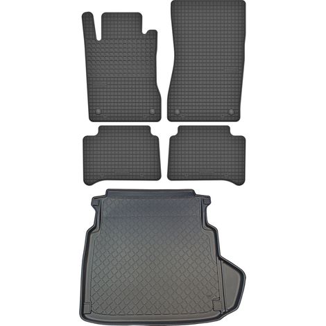 Juego de alfombrillas de goma para coche y maletero para Mercedes Clase E W211 Sedán (2002-2009).