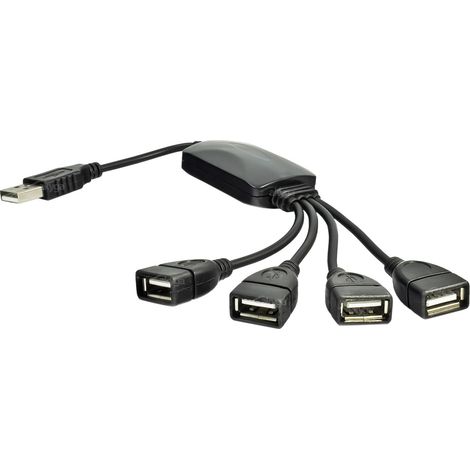 Hub 4x USB A 2.0 Akyga AK-AD-13 Divisor de 4 puertos Adaptador con cable de 15 cm