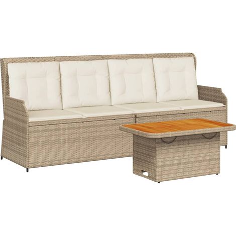 Maison Exclusive - 3-tlg. Garten-Lounge-Set mit Kissen Beige Poly (1/5)