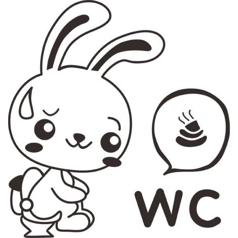 Cartoon Lapin Toilettes Stickers WC drôles Stickers muraux pour Cartoon Animale Salle de Bains Décoration (1/5)