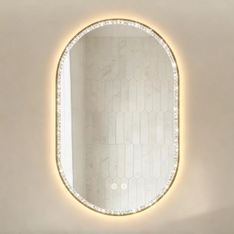Miroir salle de bain LED anti-buée tactile doré HAVRYA (1/3)