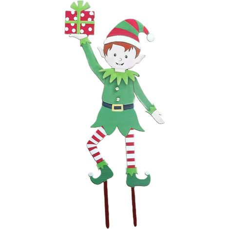 Piquet de jardin lutin de Noël, décoration de jardin en métal, ornement en fer forgé, décoration extérieure pour les fêtes