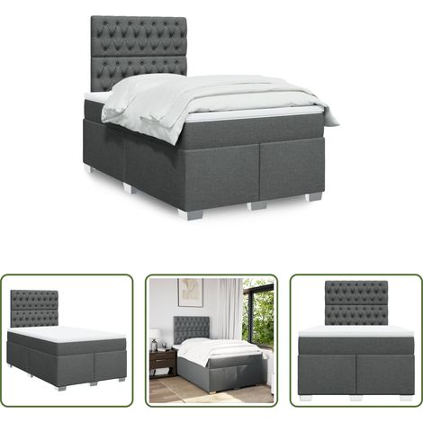 vidaXL Taschenfederkern - Boxspringbett mit Matratze Dunkelgrau 120x190 cm Stoff (1/5)